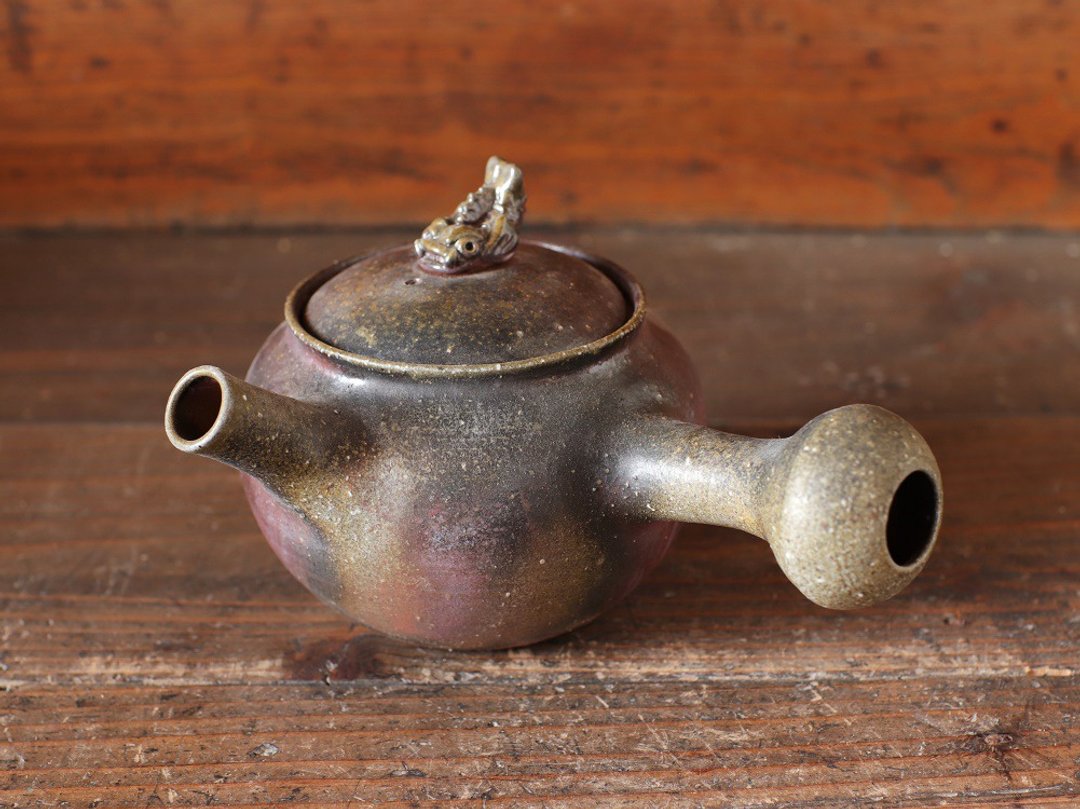Bizen ware Kyusu / Shachi (with wooden box) k1-064 - 茶具/茶杯 - 陶 咖啡色