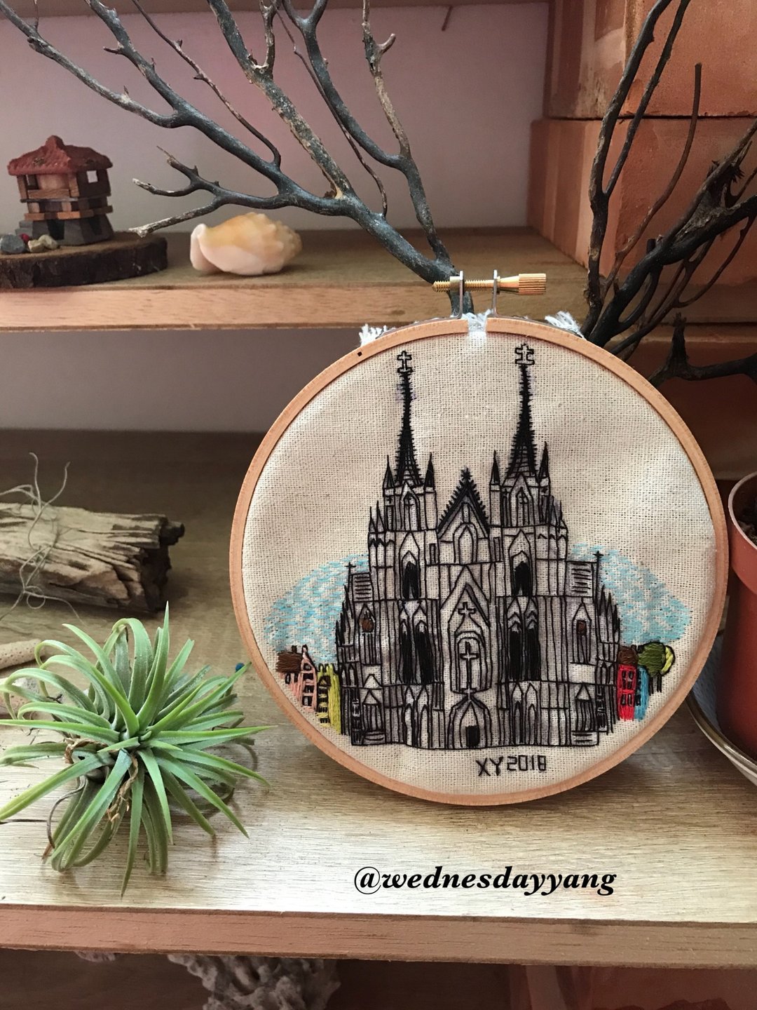 Cologne Cathedral Embroidered 科隆大教堂手工刺绣挂画 - 海报/装饰画/版画 - 绣线 白色