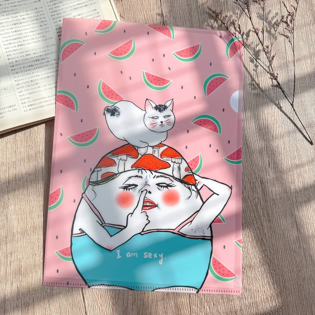 /加厚新款/  夏天94要吃西瓜 A4 L型资料夹 - 文件夹/资料夹 - 陶 粉红色
