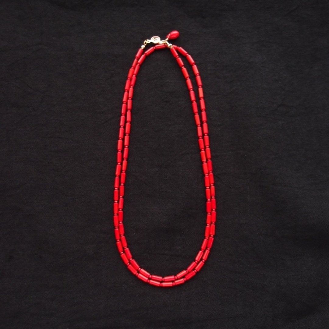 Red Coral Long Necklace 红珊瑚长项链【细管状】 - 项链 - 宝石 红色
