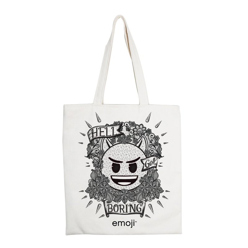 emoji表情符号授权-手提购物包(米白/麻黄),EM02 - 手提包/手提袋 - 棉．麻 黑色