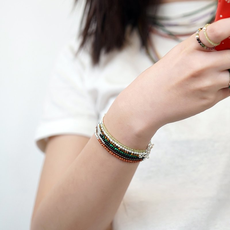 极细能量手链 未时s925银手工制七脉疗愈水晶石天然青金玛瑙珠串 - 手链/手环 - 水晶 