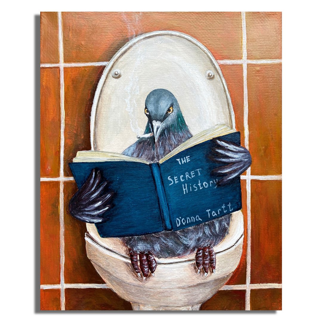 Pigeon in the bathroom Wall Art, Bird in the bathroom Painting - 墙贴/壁贴 - 压克力 多色