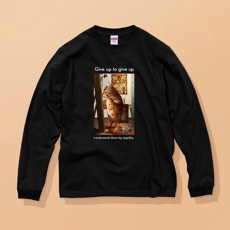想变成老虎的猫 / 品质保证 / 经典长袖纯棉T恤 - 女装 T 恤 - 棉 白色