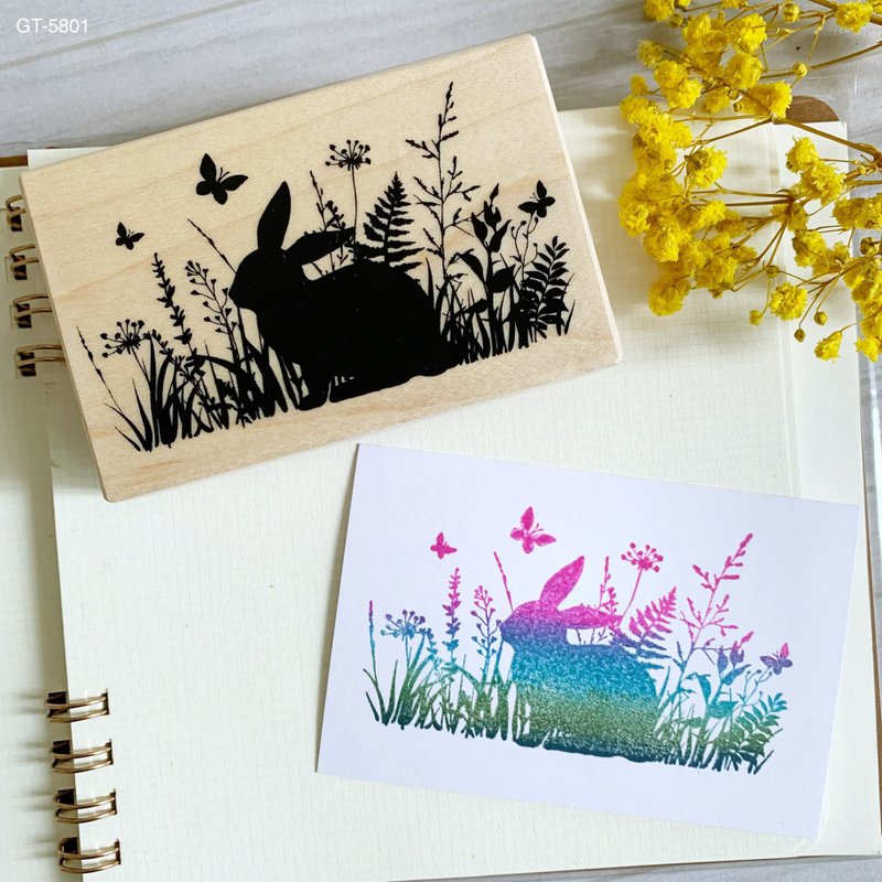 枫木印章-兔子草丛 GT-5801 - 印章/印台 - 木头 