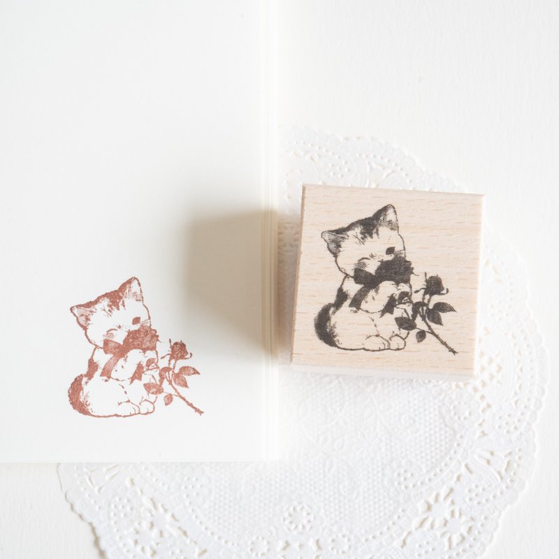 印章 - 复古猫 No.1 / Vintage girly - 印章/印台 - 橡胶 咖啡色