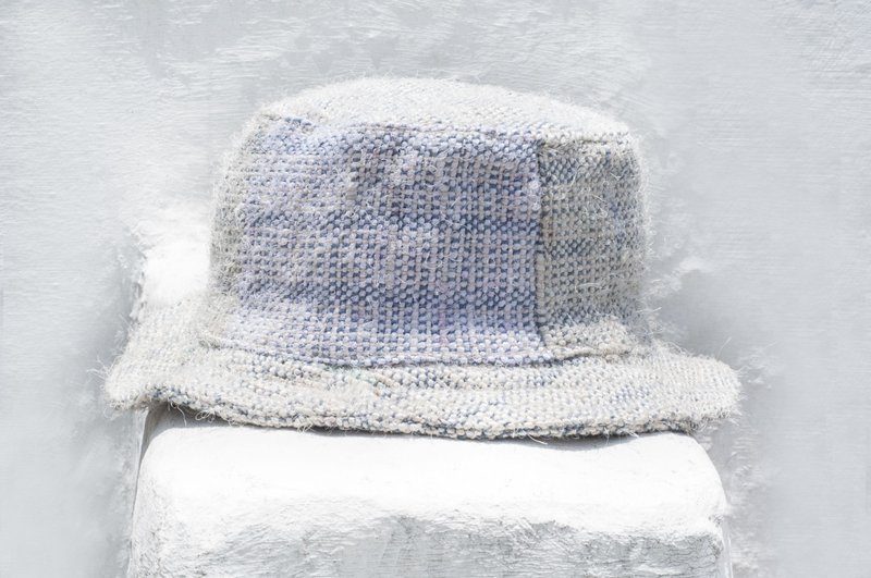 手工编织棉麻帽/渔夫帽/遮阳帽/拼布帽/手工帽-微光手捻纱丽线 - 帽子 - 棉．麻 多色