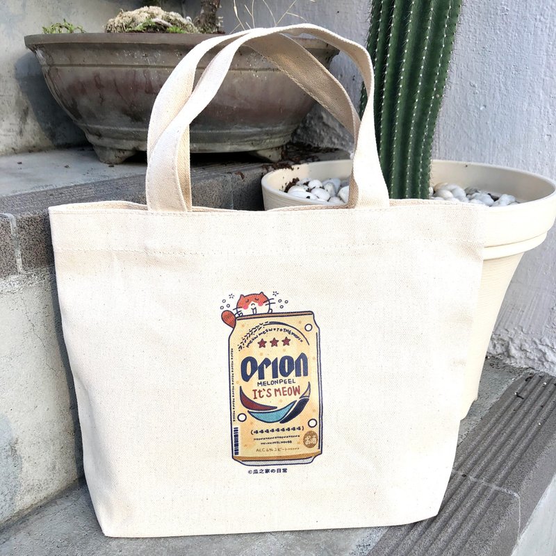 冲绳Orion生啤酒の日常 帆布手提袋(午餐袋) 手工印制 Canvas bag - 手提包/手提袋 - 棉．麻 黄色