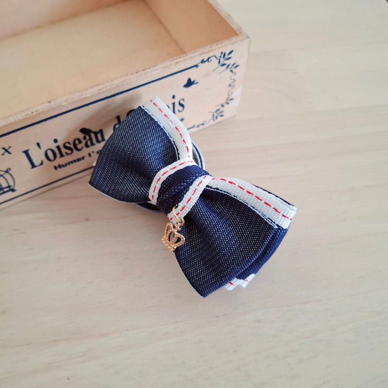 牛仔缎带皇冠扣饰香蕉夹 - 发饰 - 其他材质 多色