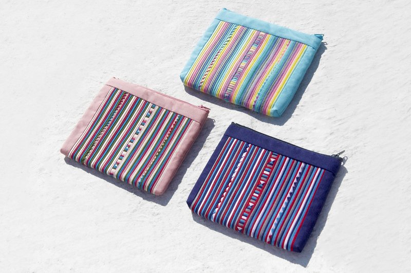 设计感手工棉布化妆包 收纳包 小包 杂物包 手机包 旅行手拿包-彩 - 手拿包 - 棉．麻 多色