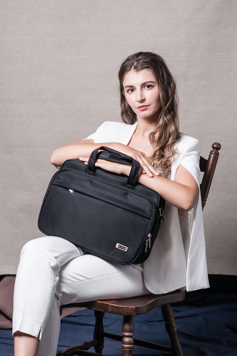 U2BAGS - Nostalgic - 典黑公文包 电脑包 商务包 中性剪裁 -1510 - 公文包/医生包 - 防水材质 黑色