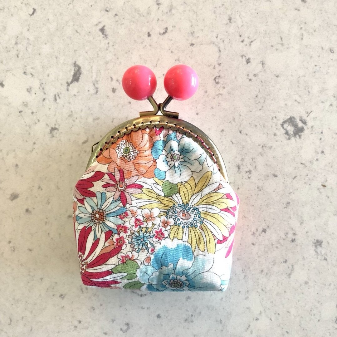 小彩虹糖果口金零钱包-红花 - 皮夹/钱包 - 棉 红色