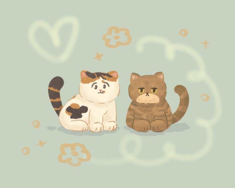 宠物似颜绘*定制化 电子插画、生日礼物、毛小孩 猫咪 狗狗 - 电子手绘真人画像/绘画/插画 - 其他材质 