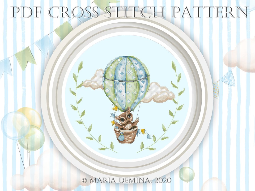 Owl Balloonist PDF cross stitch pattern - 手工艺教程/工具书 - 其他材质 