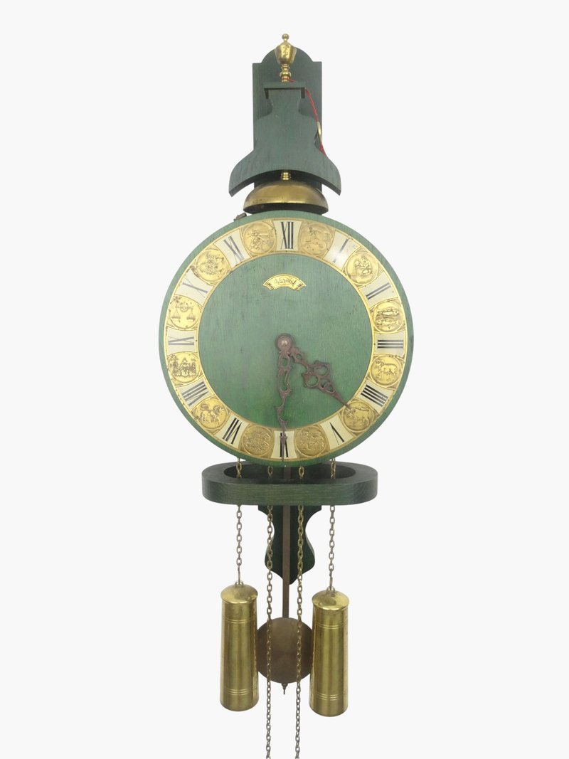复古钟表 古董 Zodiac Warmink 荷兰 中世纪 老木制 独特 大型 - 时钟/闹钟 - 木头 绿色