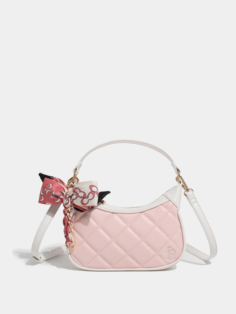 蝴蝶结撞色间棉腋下包 - 侧背包/斜挎包 - 其他材质 多色