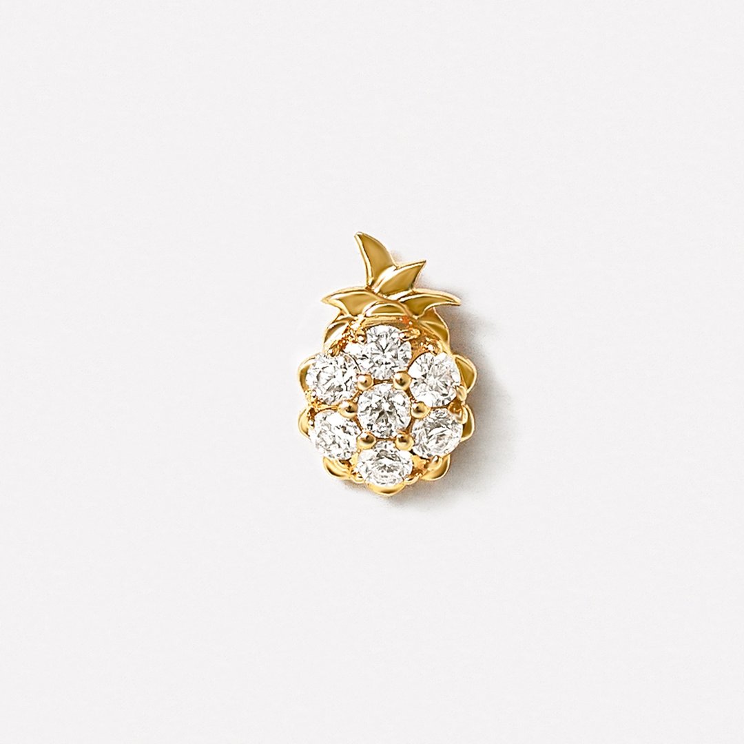 【Solo Earring】 18K/10K 凤梨单边耳环 (黄金) - 耳环/耳夹 - 贵金属 
