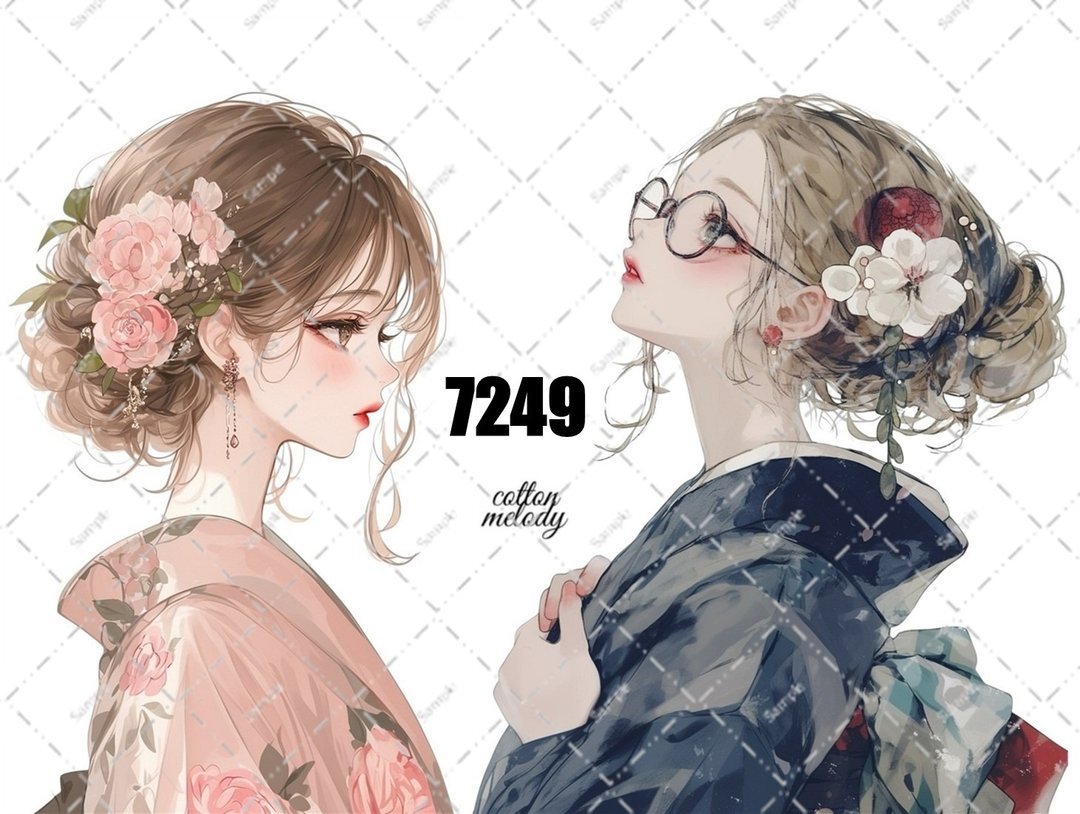 original sticker no.7249 人物贴纸 原创贴纸 人物贴纸 女孩贴纸 原创人物贴纸 - 贴纸 - 纸 