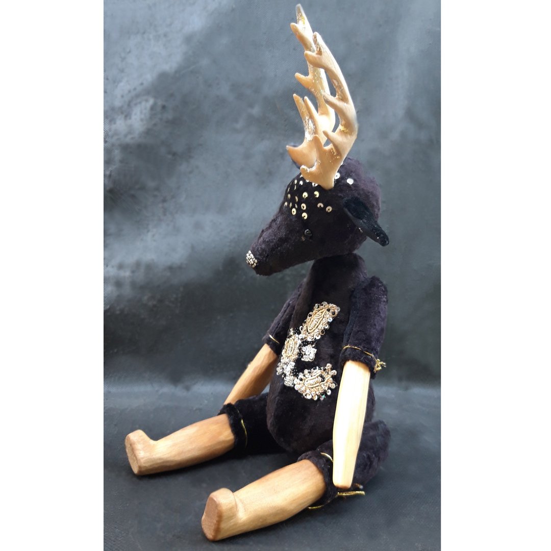 Boudoir doll. Soft sculpture doll Black Deer. Fantasy animal - 玩偶/公仔 - 其他材质 黑色