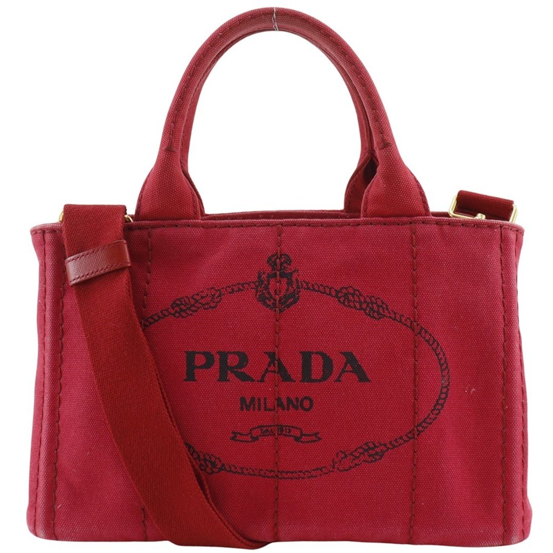 【日本直购】PRADA 经典帆布 Canapa Tote Mini 手提包 2WAY 肩背包 亮红色 女款【二手】 - 手提包/手提袋 - 棉 红色