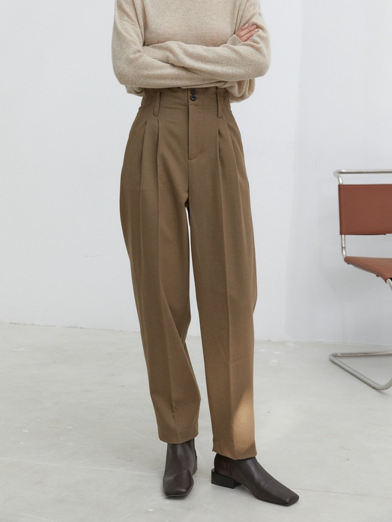 驼棕色 不入后悔 冬日超级大长腿高腰羊毛裤 显瘦遮肉笔挺西装裤 - 女装长裤 - 羊毛 咖啡色