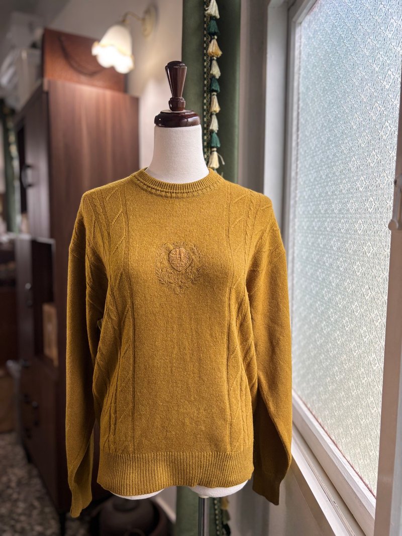 芥末黄喀什米尔混古着毛衣日本制 - 女装针织衫/毛衣 - 羊毛 黄色