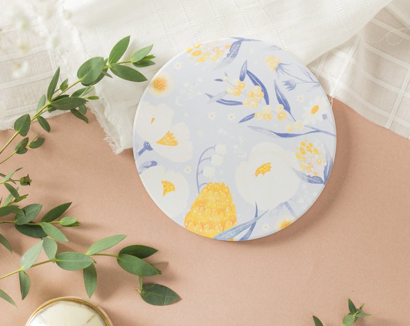 陶瓷吸水杯垫-Silver garden 银色花园 - 杯垫 - 陶 蓝色