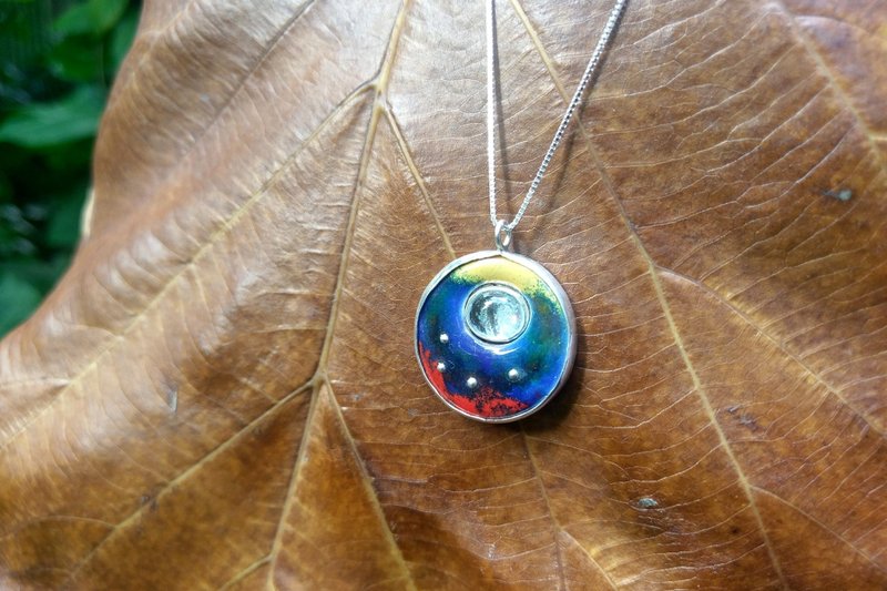 珐琅海水蓝宝项链 - 项链 - 珐琅 银色