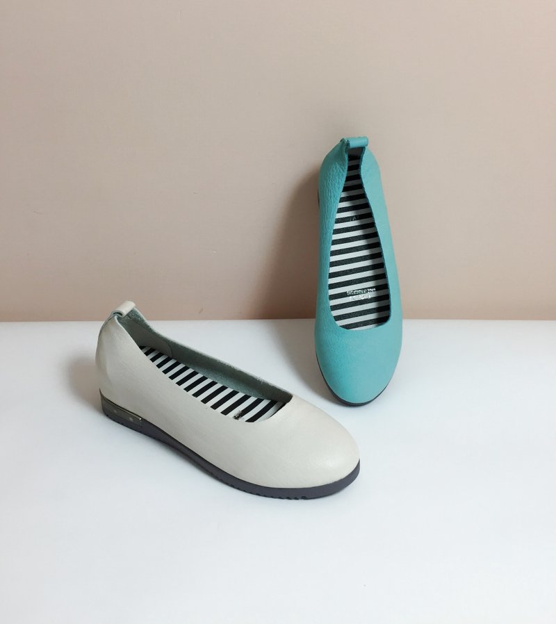 画儿 #999|| 色票鞋鞋, 温柔水手,柔软平底走路鞋 || - 女款牛津鞋/乐福鞋 - 真皮 白色