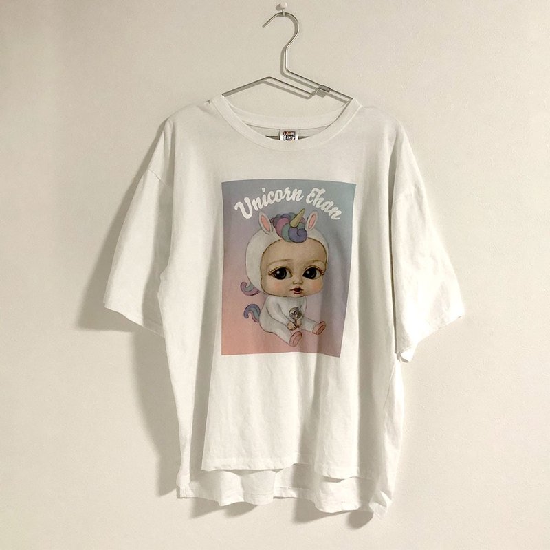 T恤 / 独角兽图案 - 女装 T 恤 - 棉．麻 白色