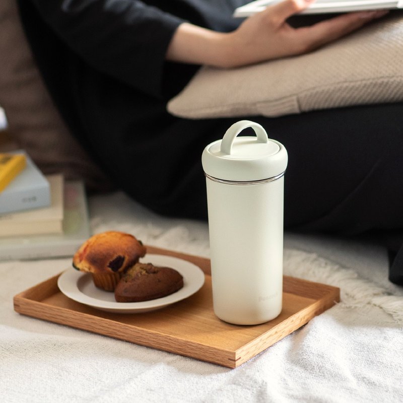 【孔雀Peacock】400ML 手提式 保温杯/咖啡杯 (上盖可拆洗)白 - 保温瓶/保温杯 - 不锈钢 白色