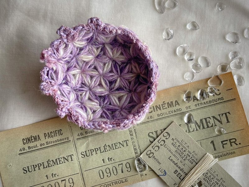 Knitting 生命之花置物碟 - 牡蛎宝宝 - 置物架/篮子 - 棉．麻 紫色