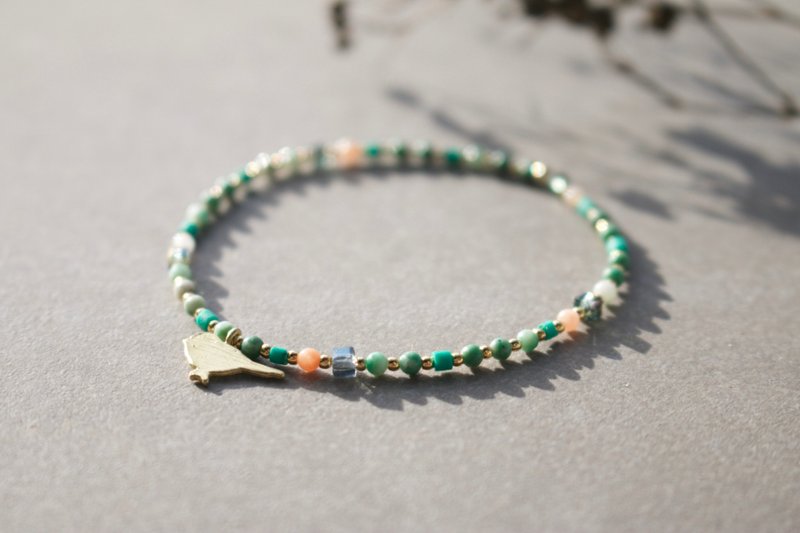 小鸟儿 手环 绿玉髓 玛瑙 - 手链/手环 - 宝石 绿色