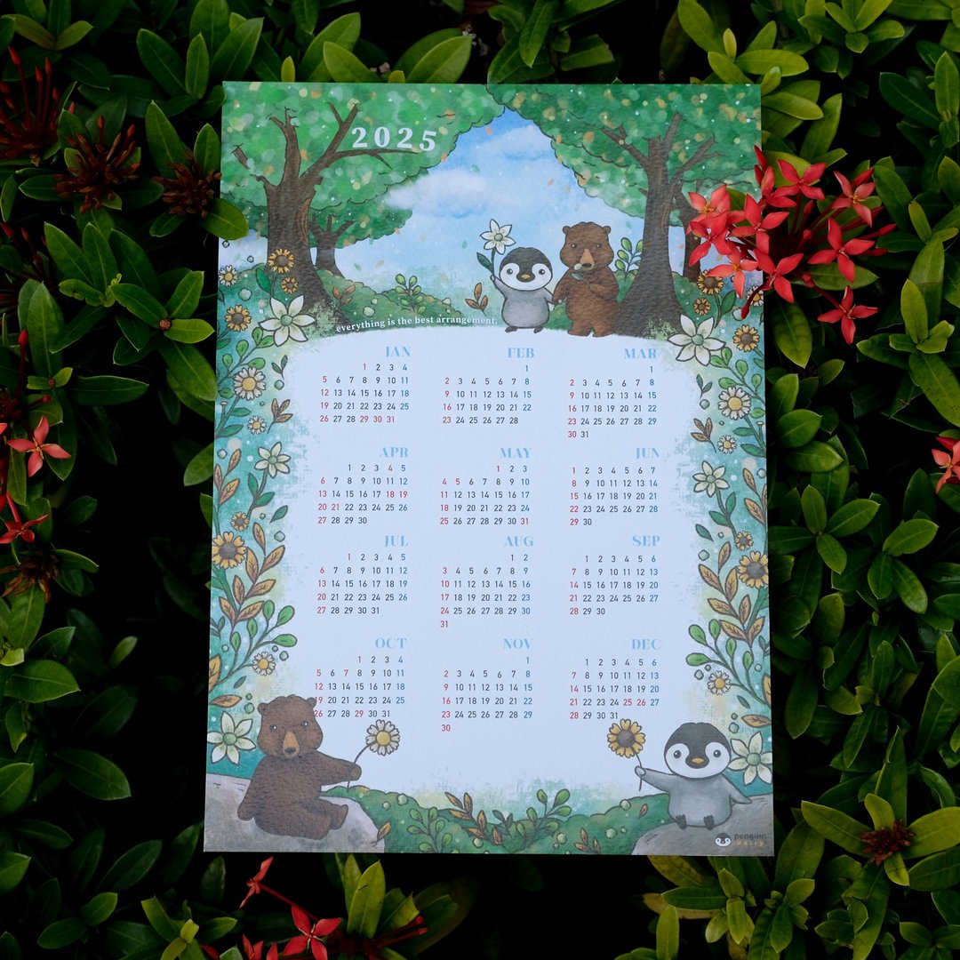 动物插画香港年历卡 | 企鹅与棕熊 2025 年历卡 - 年历/台历 - 纸 