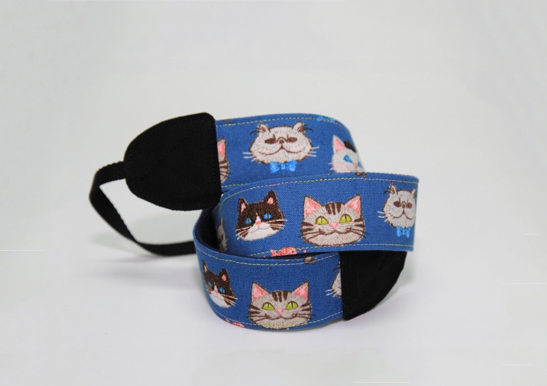 猫咪派对 相机背带/相机绳/相机/背带 - 相机背带/脚架 - 其他材质 蓝色