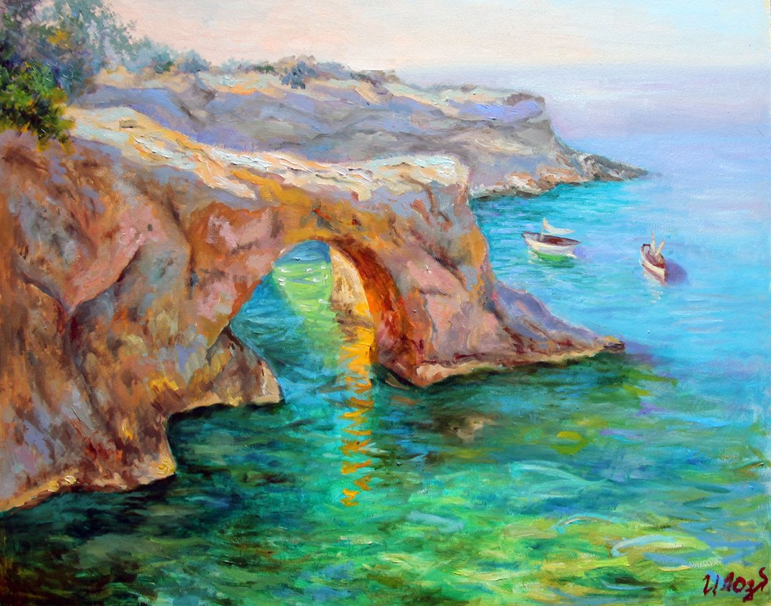风景画原创艺术风景艺术品海洋艺术悬崖海洋绘画 - 海报/装饰画/版画 - 其他材质 多色