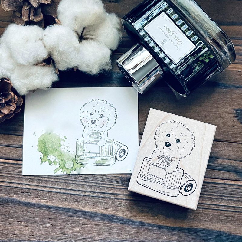 no.184 可爱汪 - 朵朵 - 墨水瓶 枫木印章 - 印章/印台 - 木头 