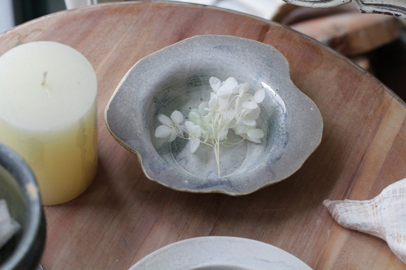 手工陶瓷花莲石纹深盘/点心盘/置物盘5 - 盘子/餐盘/盘架 - 陶 蓝色