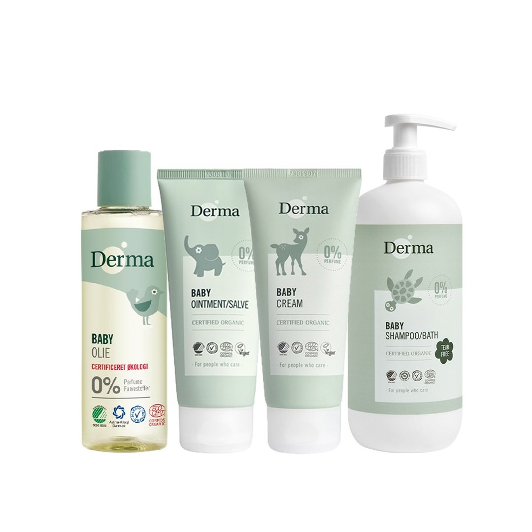 Derma 宝宝全面护四入组 (沐浴露 + 浴油 + 护肤霜 + 万用膏) - 旅行套装 - 其他材质 
