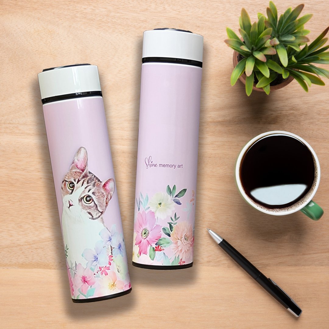 猫猫不綉钢保温瓶/保温杯/有茶隔| 宠物 生日 可定制母亲节礼物 - 保温瓶/保温杯 - 不锈钢 
