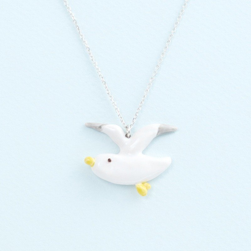 飞翔－手工白瓷纯银颈链 - 颈链 - 瓷 白色