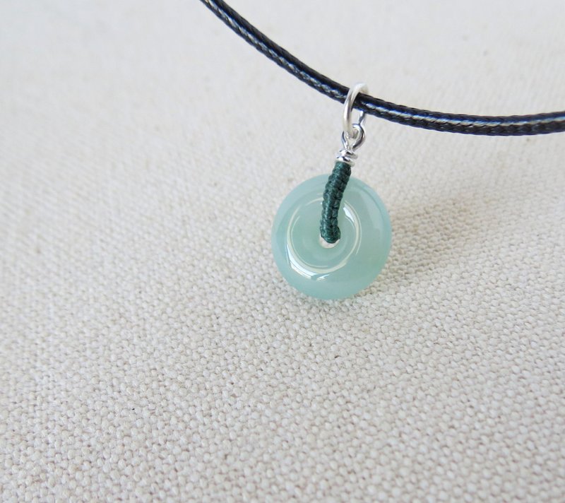 纯银*本命年【平安如意】平安扣翡翠韩国蜡线项链*Hm-01*招财 - 锁骨链 - 宝石 多色