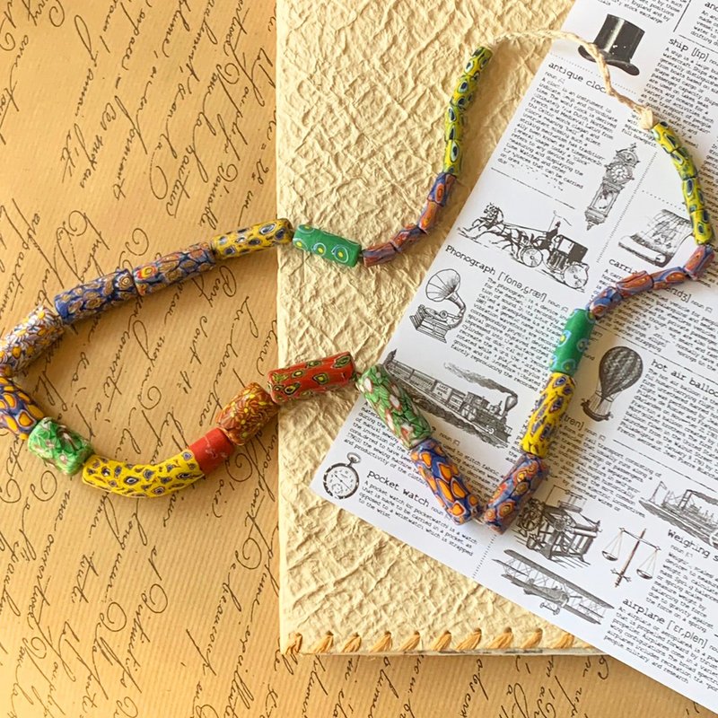 台湾 早期排湾族手工琉璃珠项链 │古朴图腾 古着搭配 穿搭良品 - 项链 - 琉璃 多色