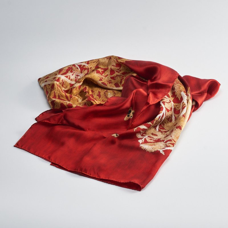 史博常玉菊丝巾 - 丝巾 - 丝．绢 红色