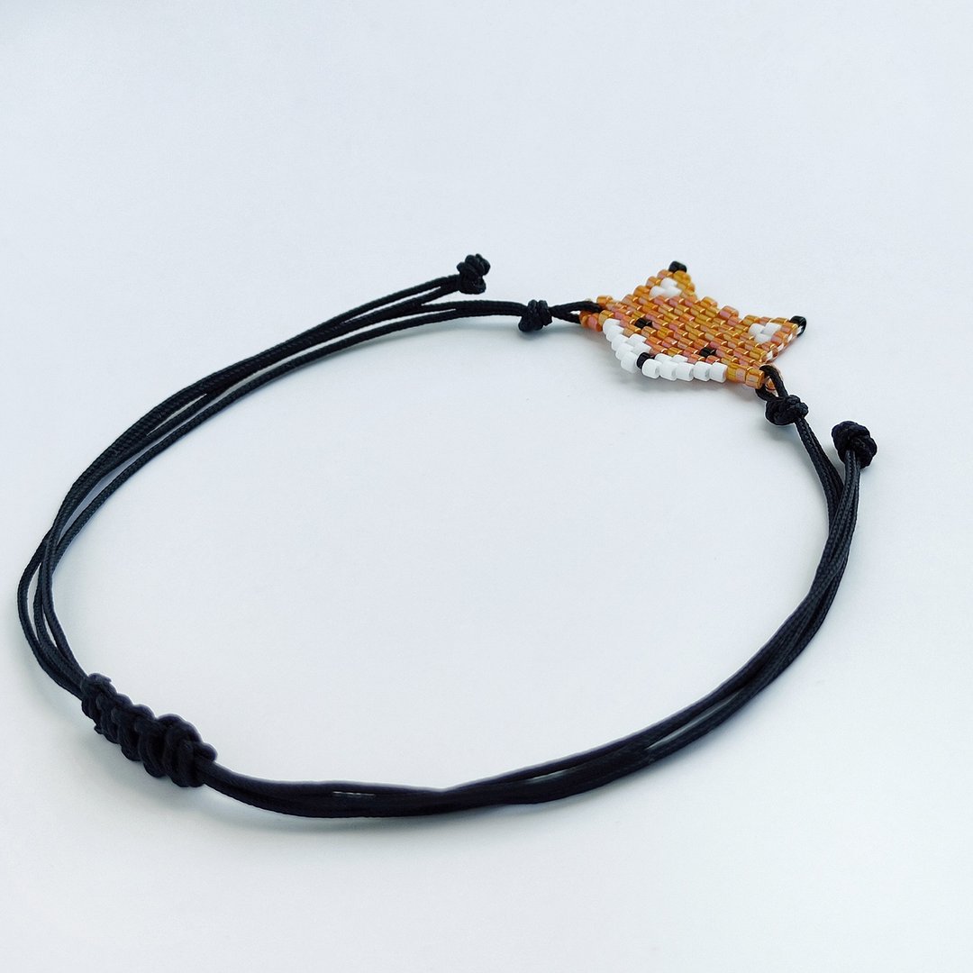Beaded anklet, Handmade anklet, Wax anklet, Bracelet, Fox anklet, Animal anklet - 手链/手环 - 蜡 橘色