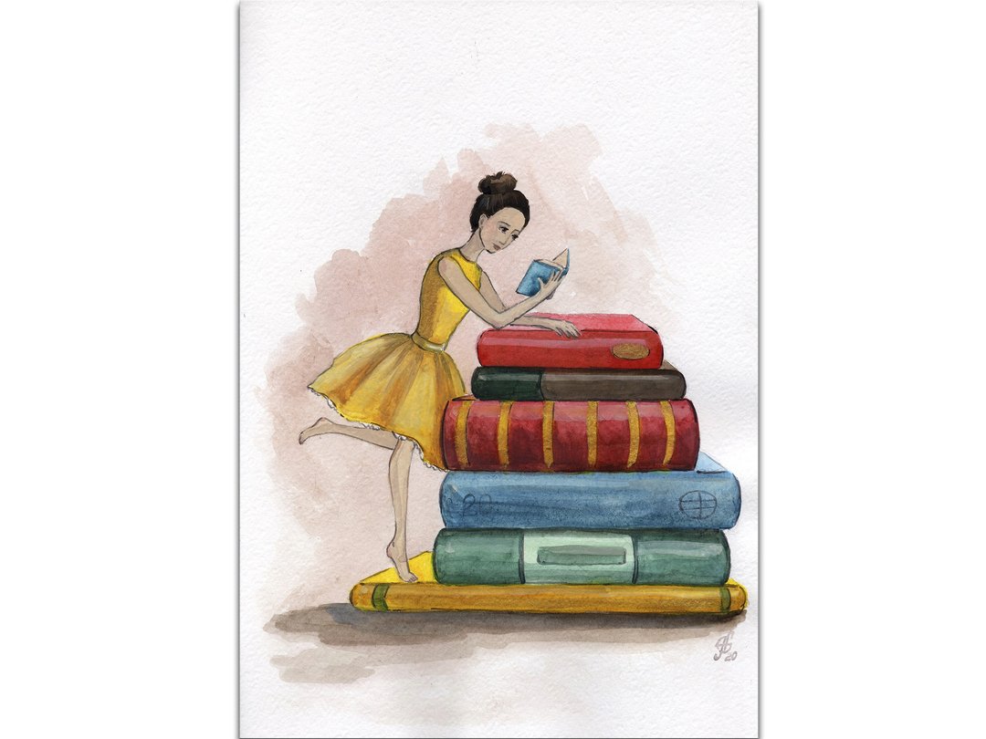 书爱好者绘画 / 女孩肖像 / 挂画 / 水彩画 / 客厅 挂画 / 画 - 海报/装饰画/版画 - 其他材质 多色