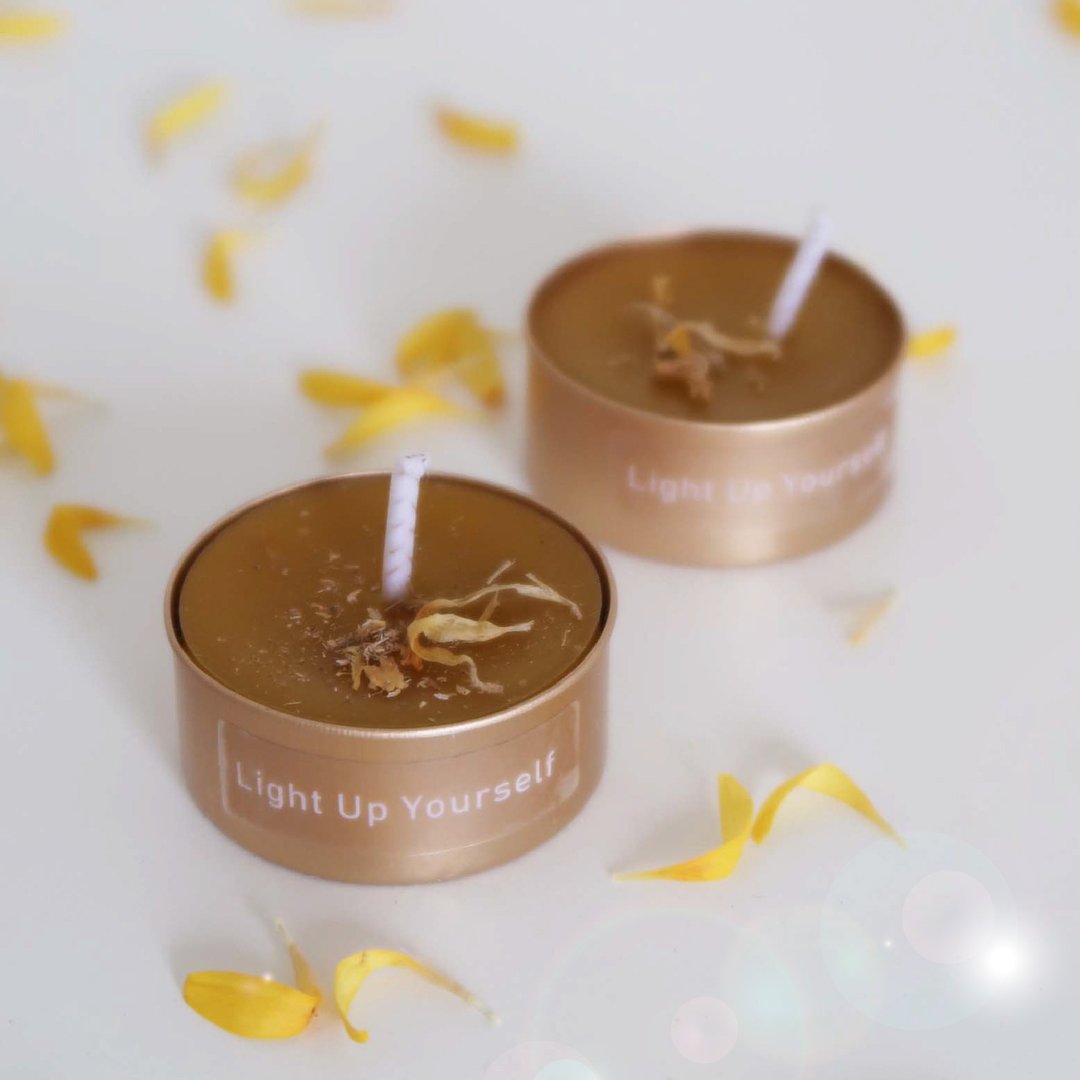 手作能量蜡烛・蜂蜡 - 生命的甜蜜 Light Up Yourself (6颗一组) - 蜡烛/烛台 - 蜡 橘色