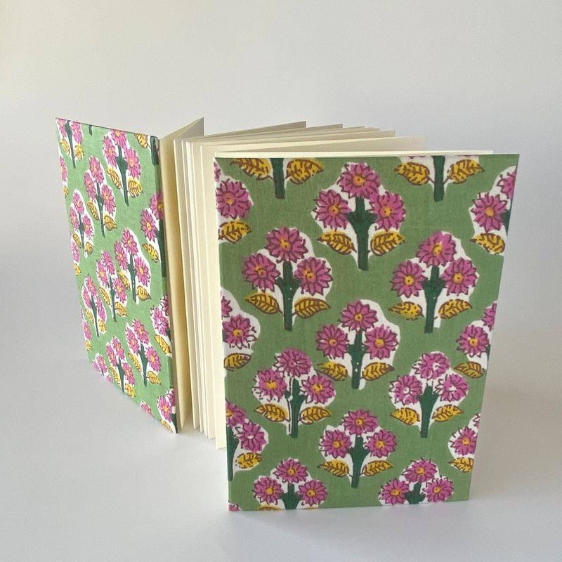 折本集章册 印度碎花印花布 A6 - 笔记本/手帐 - 棉．麻 绿色