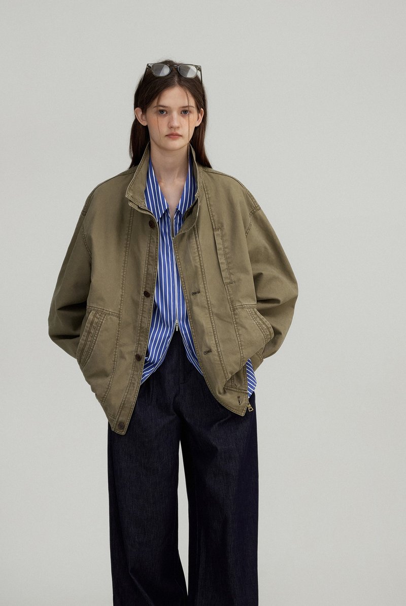 北欧中古感 水洗做旧牛仔夹克外套 - 女装上衣 - 其他材质 多色