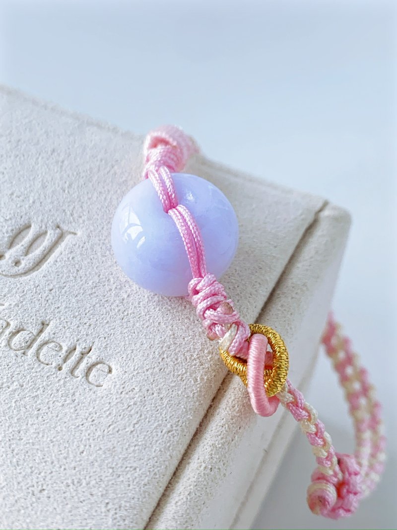 天然缅甸翡翠A玉淡紫色平安扣手绳 能量石 - 手链/手环 - 玉石 多色